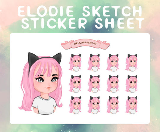 Elodie profile sketch sticker sheet