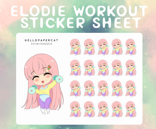 Workout Elodie sticker sheet