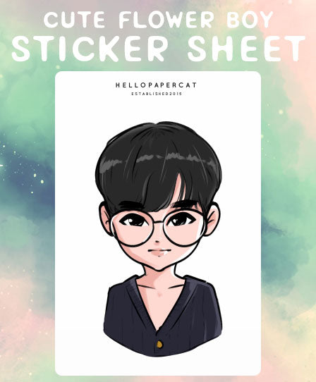 Cute k-drama boy sticker sheet
