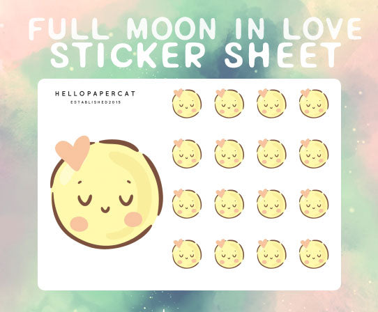 Full moon in love sticker sheet