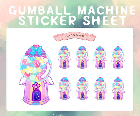 Kawaii Gumball Machine sticker sheet