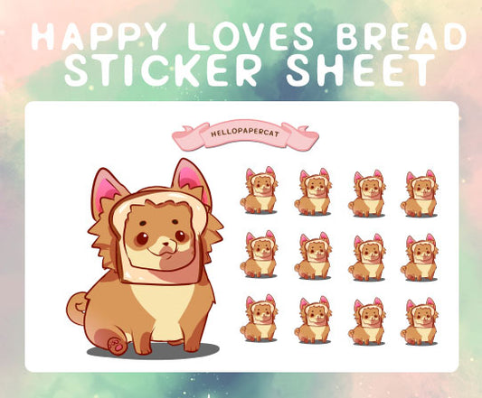 Happy loves bread sticker sheet