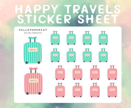 Happy Travels sticker sheet