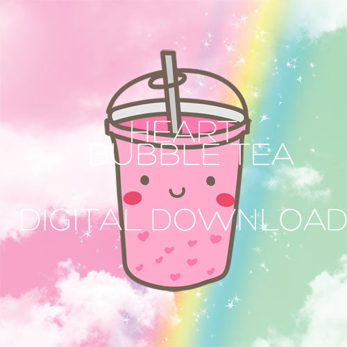 Heart Bubble Tea DIGITAL diecut download