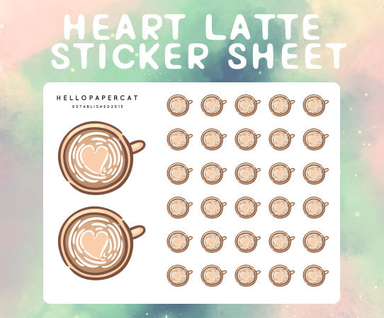 Heart Latte sticker sheet