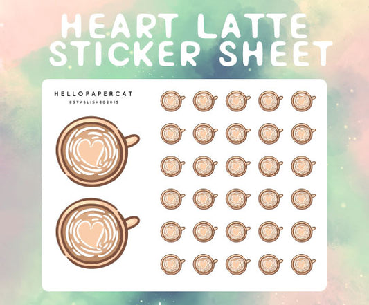 Heart Latte sticker sheet