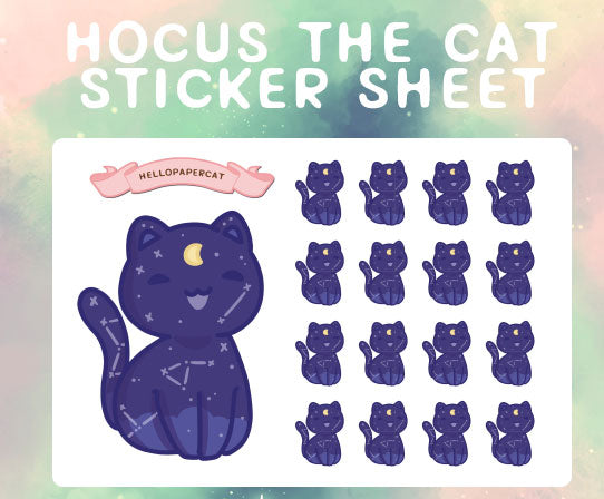 Hocus the cat sticker sheet