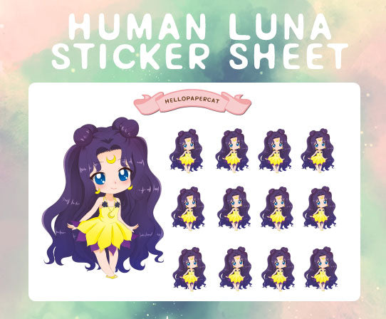 Human Luna sticker sheet