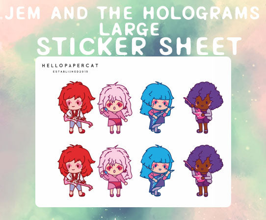 Hologram band inspired LARGE sticker sheet