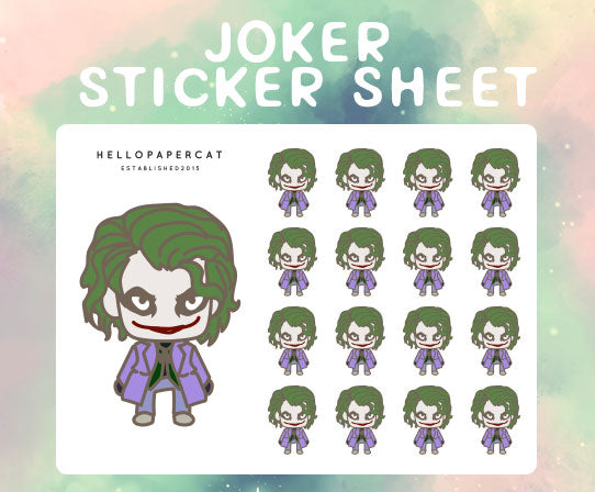 Joker inspired sticker sheet