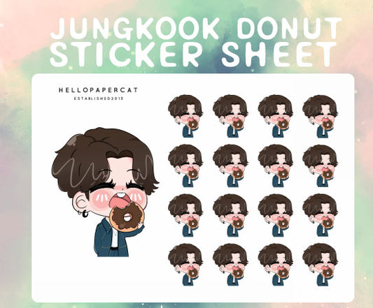 BTS Jungkook eating donut sticker sheet