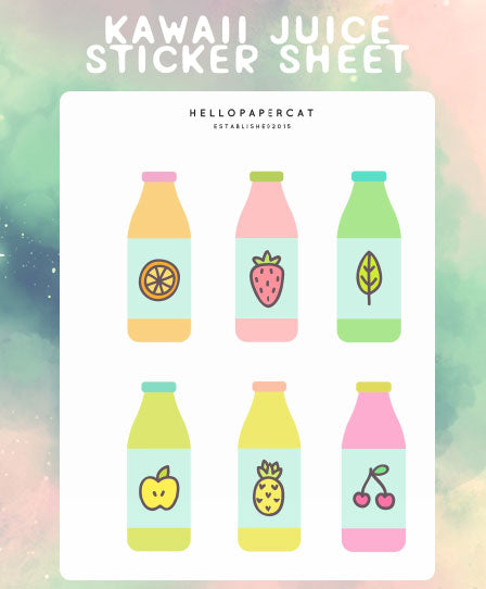 Kawaii Juice sticker sheet
