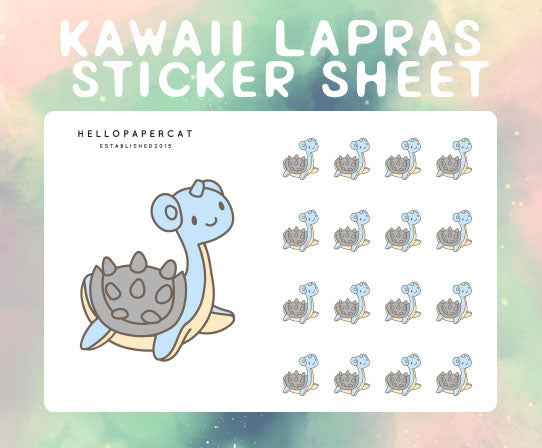 Kawaii Lapras sticker sheet