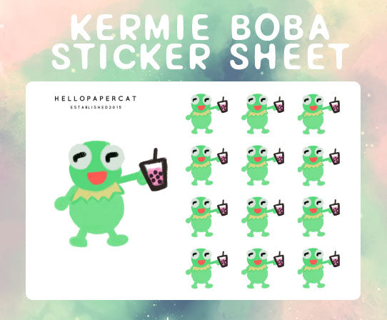 Kermie Boba sticker sheet
