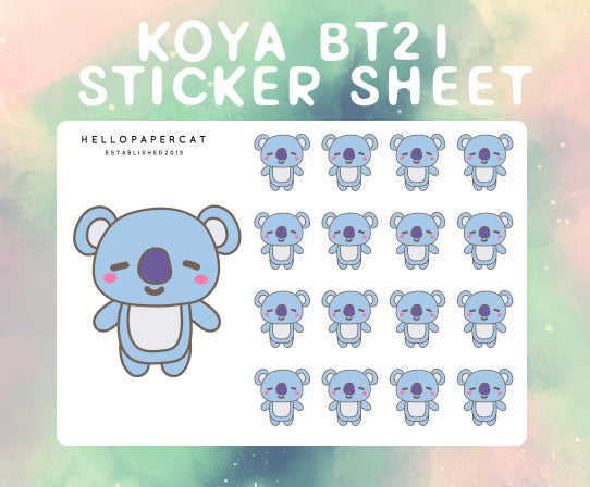 Koya BT21 sticker sheet