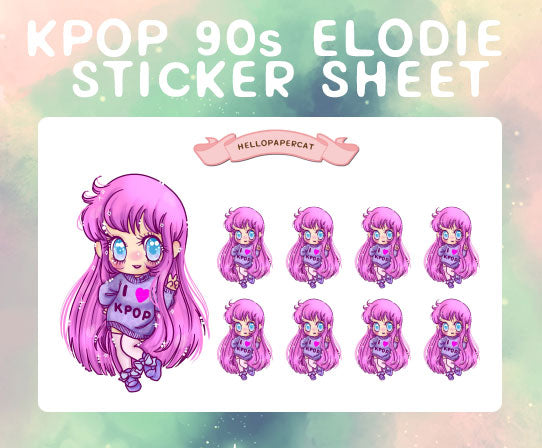 90s Kpop Elodie sticker sheet