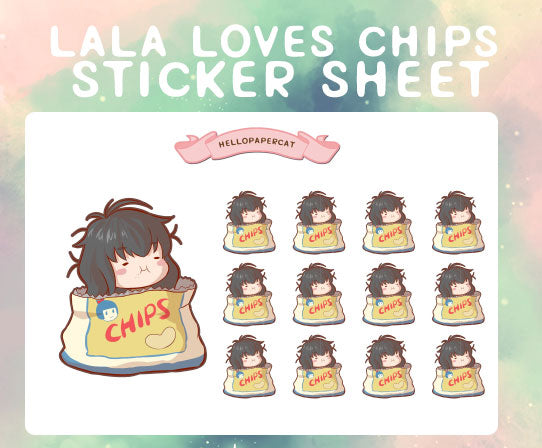 lala loves chips sticker sheet