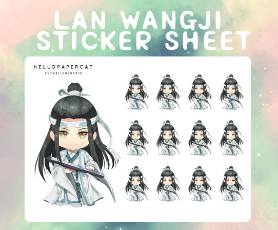 Lan Wangji sticker sheet