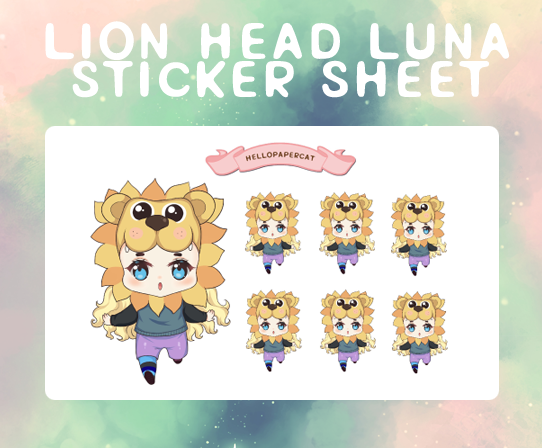 Lionhead Luna sticker sheet