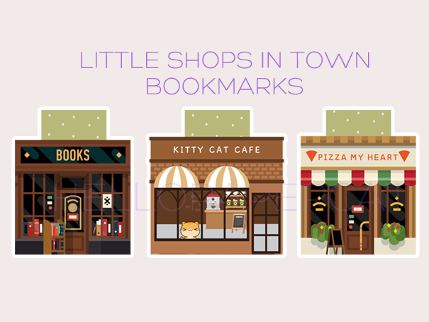 Little shops in town magnetic bookmarks