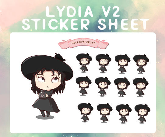 Lydia black outfit inspired sticker sheet