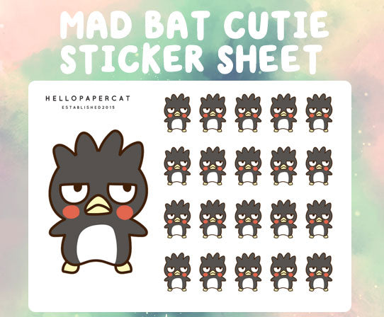 Mad Bat cutie doodle sticker sheet