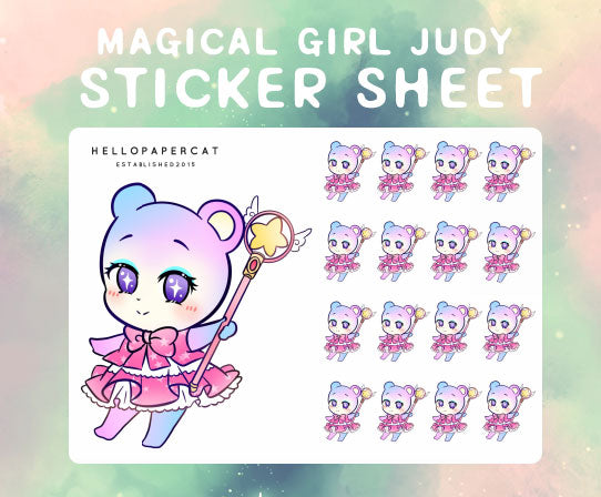 Magical Girl bear sticker sheet
