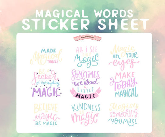 Magical Words sticker sheet