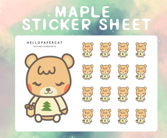 brown bear sticker sheet