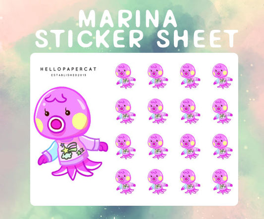 Pink octocutie inspired sticker sheet