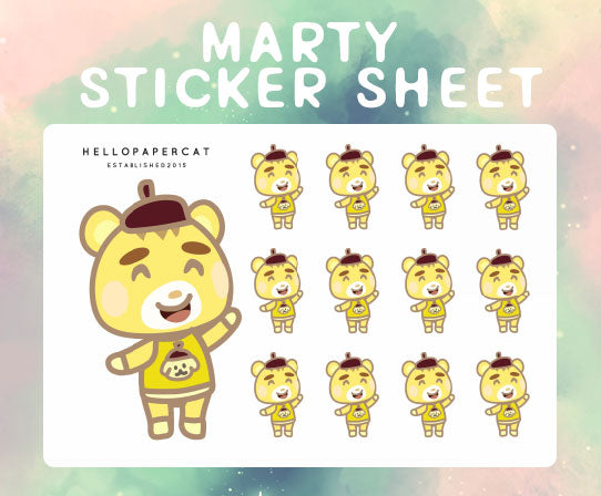 yellow bear villager inspired sticker sheet