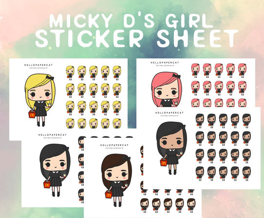 Micky D's girl sticker sheet