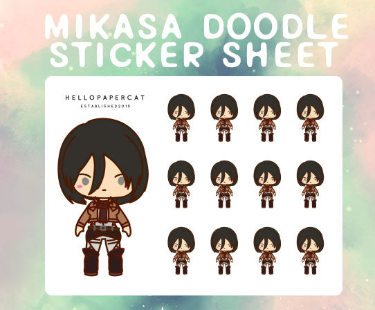 Mikasa Doodle sticker sheet