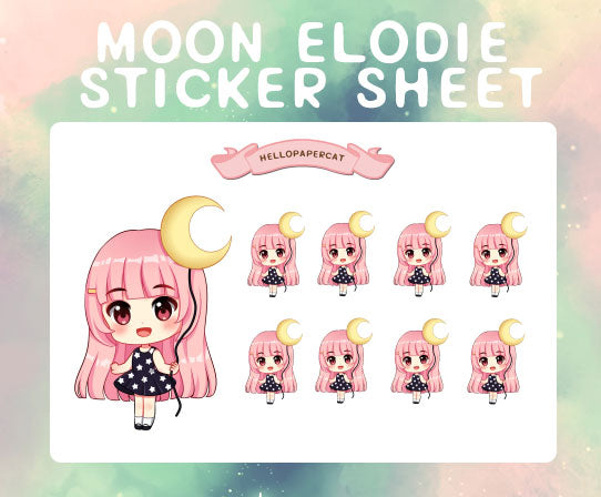 Moon and Stars Elodie sticker sheet