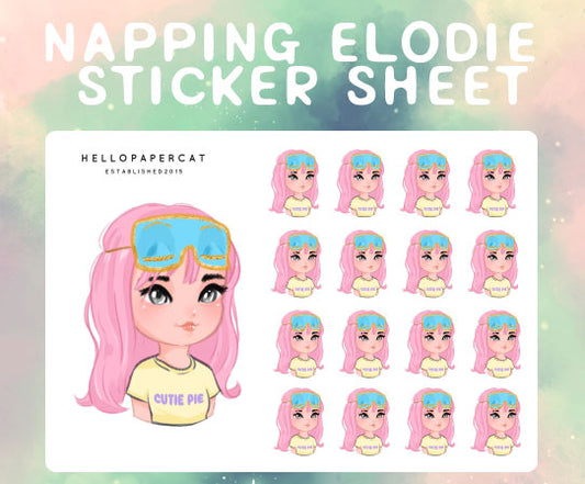 Napping Elodie sticker sheet