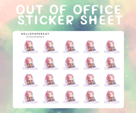 Out of Office sticker sheet