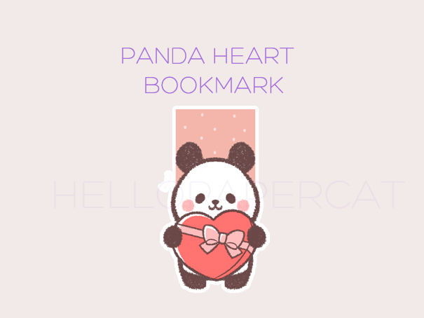 Panda Heart magnetic bookmark
