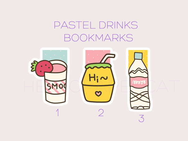 Pastel Drinks magnetic bookmarks