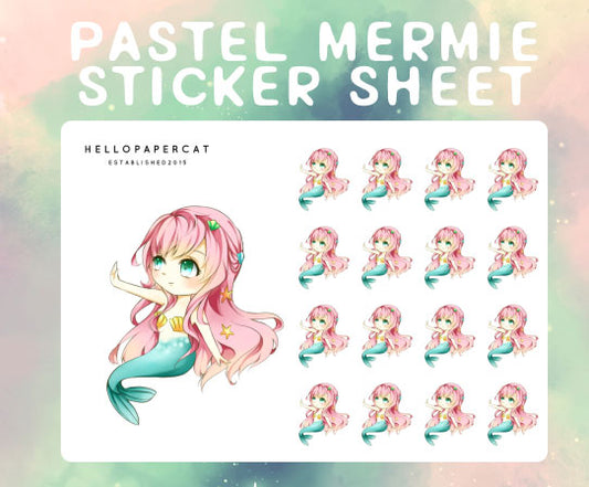 Pastel mermie sticker sheet