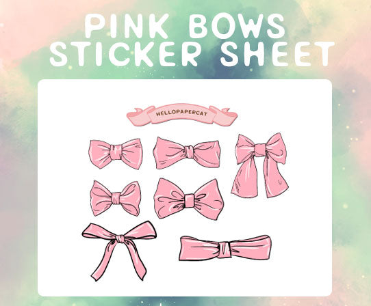 pink bow sticker sheet