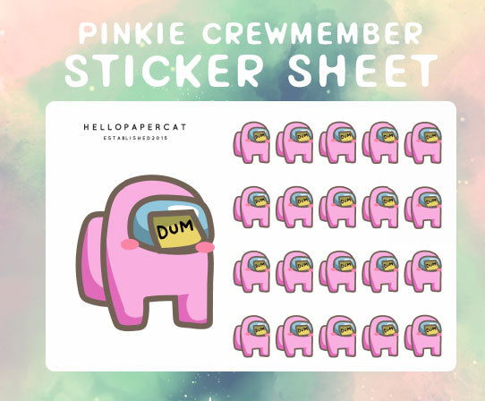 Pinkie crew member sticker sheet
