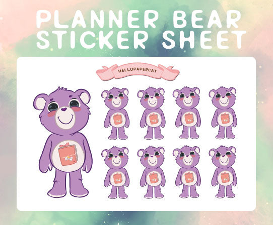 Planner Bear sticker sheet