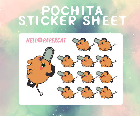 Pochita sticker sheet