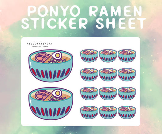 Ponyo Ramen sticker sheet