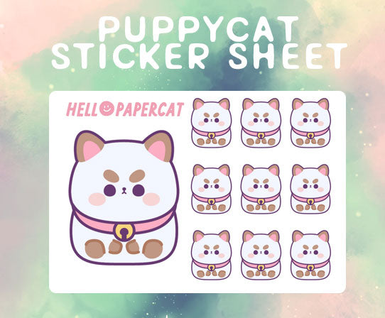 Puppycat sticker sheet