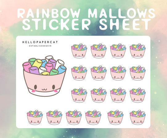 Rainbow Mallows sticker sheet