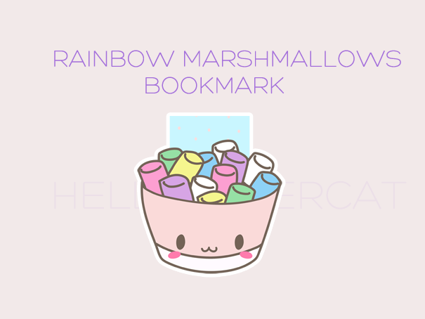 Rainbow Marshmallow magnetic bookmark
