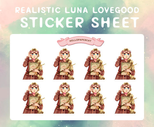 Realistic wizard girl sticker sheet