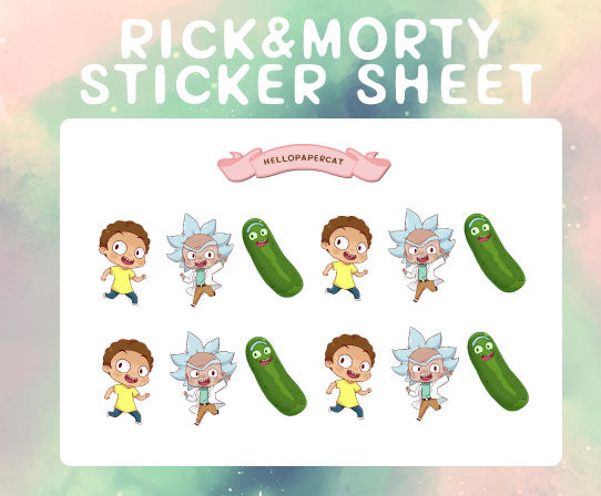 R and M inpsired sticker sheet