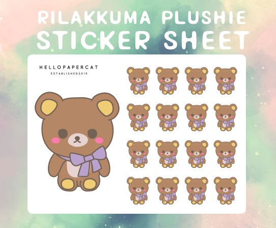 Bear plushie sticker sheet